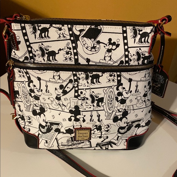 Dooney & Bourke Steamboat Willie White and Black Crossbody with Red interior - Picture 1 of 8
